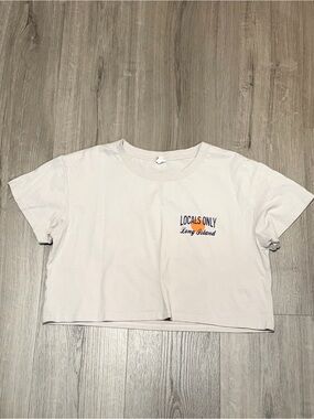 ❥Women’s Locals Only Long Island Crop Tee - Tan